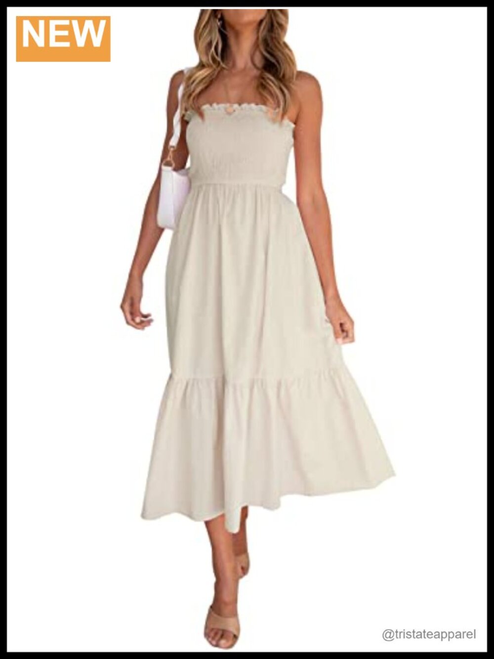 Women's Strapless Boho Maxi Dress Tiered Ruffle Summer Casual